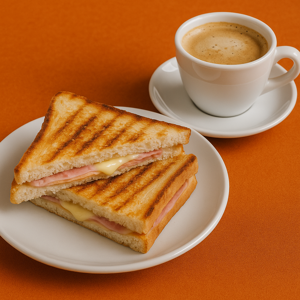 Sándwich mixto y café